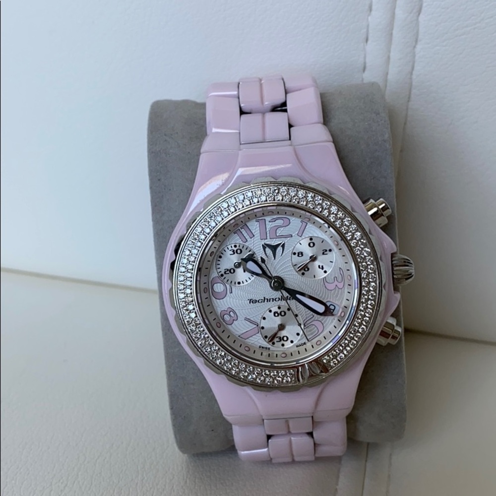 Pink ceramic watch